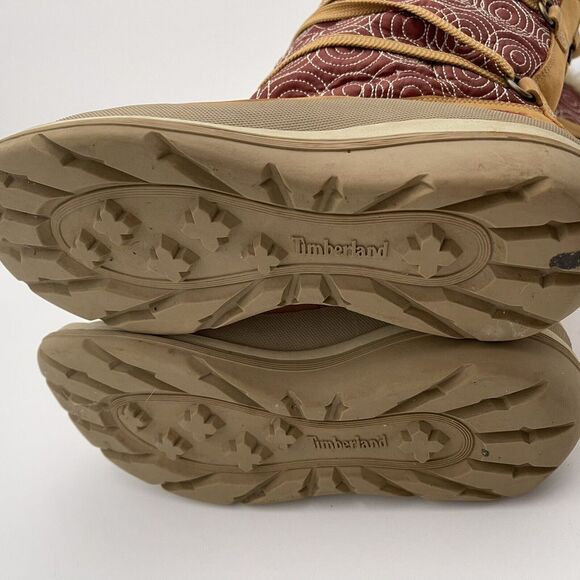 Timberland Burgundy and Tan Patterned Winter Boots - Picture 4 of 7